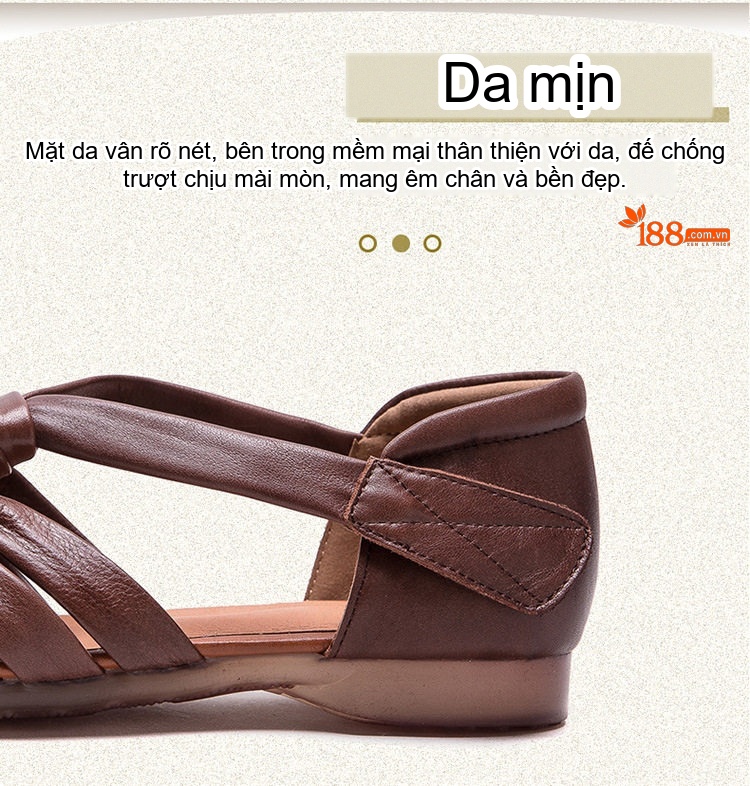 Dép Sandal Nữ Bít Mũi Quai Dệt Đế Vuông Khóa Dán Đế Cao 3cm - 4cm Màu Nâu, Xám chi tiết 4