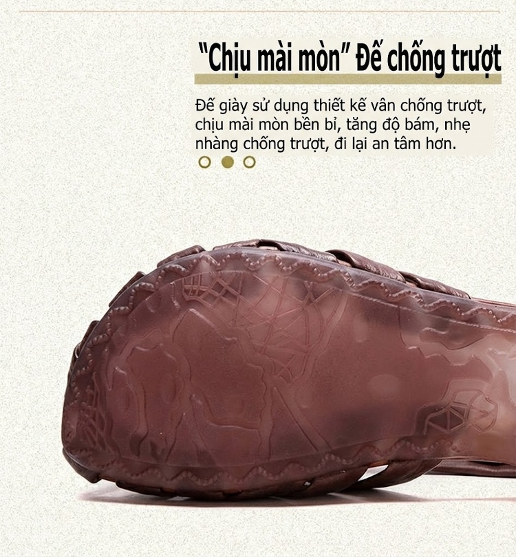 Dép Sandal Nữ Bít Mũi Quai Dệt Đế Vuông Khóa Dán Đế Cao 3cm - 4cm Màu Nâu, Xám chi tiết 6