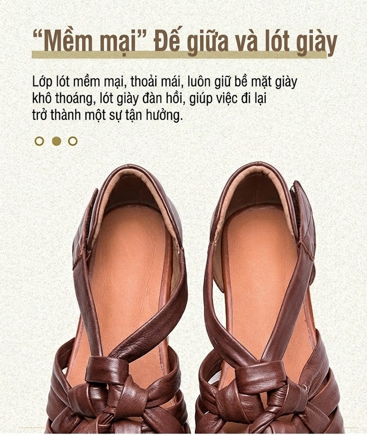 Dép Sandal Nữ Bít Mũi Quai Dệt Đế Vuông Khóa Dán Đế Cao 3cm - 4cm Màu Nâu, Xám chi tiết 7