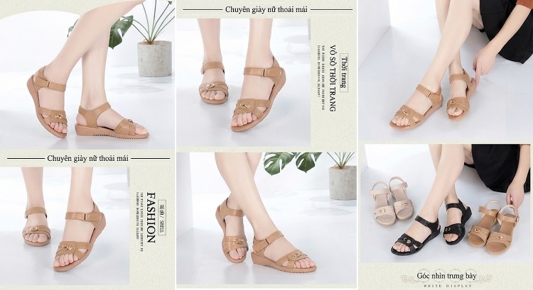 Dép Sandal Nữ Quai Ngang Mềm Mại Đế Cao 3cm - 4cm Màu Be, Nâu, Đen chi tiết 4