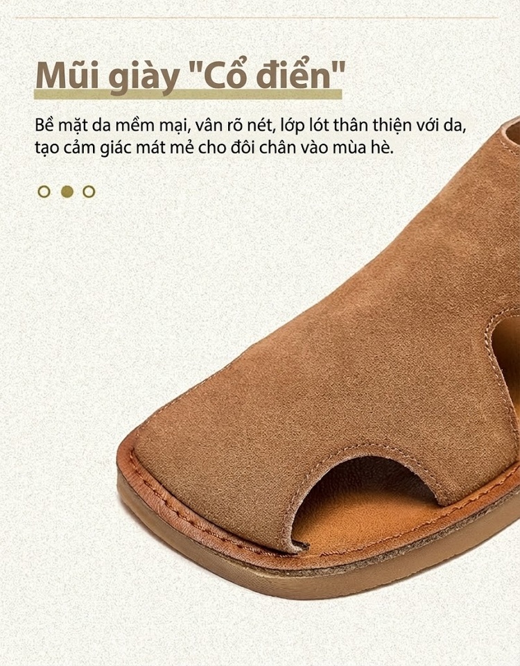 Dép Sandal Nữ Da Mờ Quai Dán Hở Ngón Đế Bệt Thoáng Khí Đế Cao 3cm - 4cm Màu Kem, Nâu, Vàng chi tiết 5