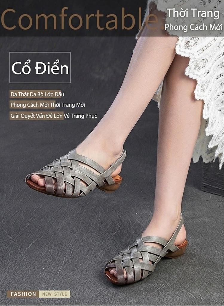 Dép Sandal Nữ Quai Đan Hở Ngón Đế Cao 5cm - 6cm Màu Trắng, Bạc chi tiết 1