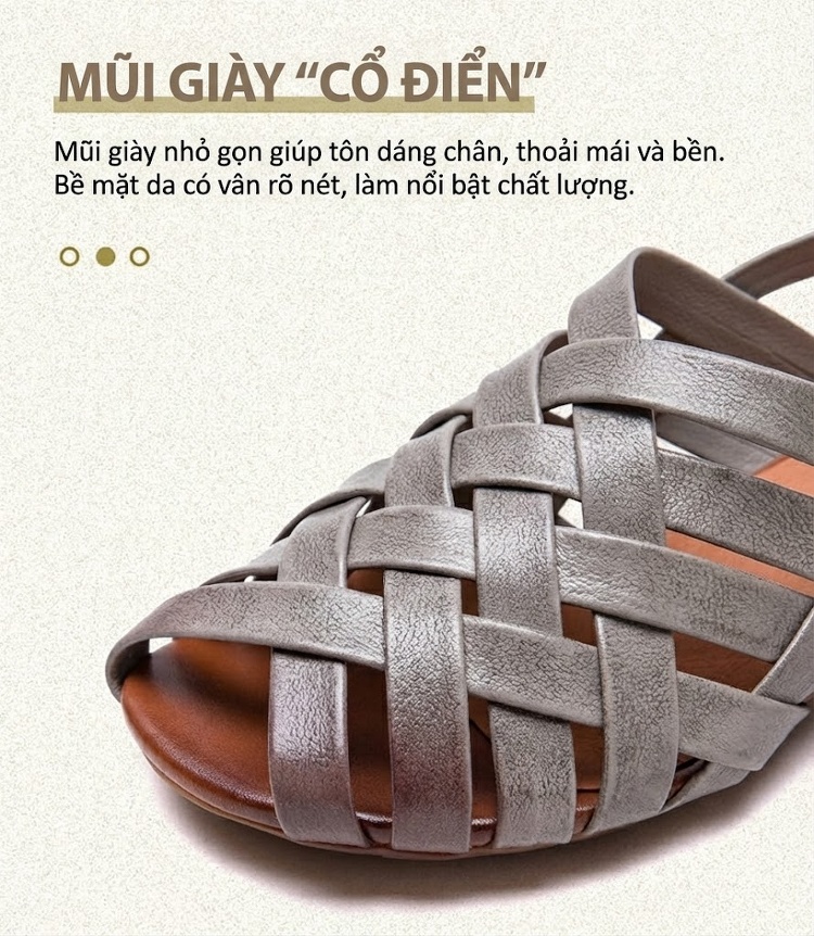 Dép Sandal Nữ Quai Đan Hở Ngón Đế Cao 5cm - 6cm Màu Trắng, Bạc chi tiết 4