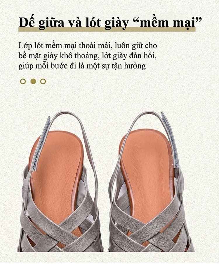 Dép Sandal Nữ Quai Đan Hở Ngón Đế Cao 5cm - 6cm Màu Trắng, Bạc chi tiết 6