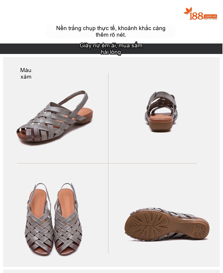 Dép Sandal Nữ Quai Đan Hở Ngón Đế Cao 5cm - 6cm Màu Trắng, Bạc chi tiết 16