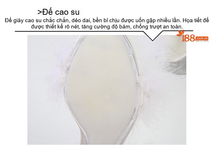 Giày Sandal Cao Gót Nữ Quai Ngang Đính Lông Gót Cao 10cm Màu Đen, Đỏ, Trắng, Hồng... chi tiết 6