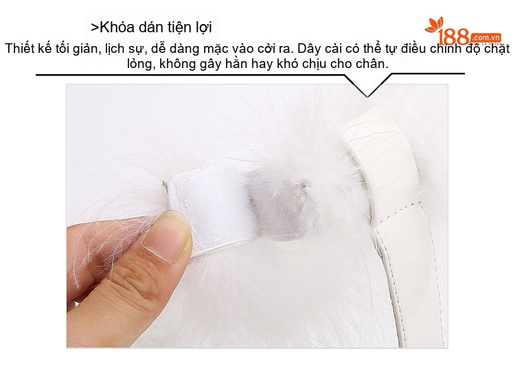 Giày Sandal Cao Gót Nữ Quai Ngang Đính Lông Gót Cao 10cm Màu Đen, Đỏ, Trắng, Hồng... chi tiết 7