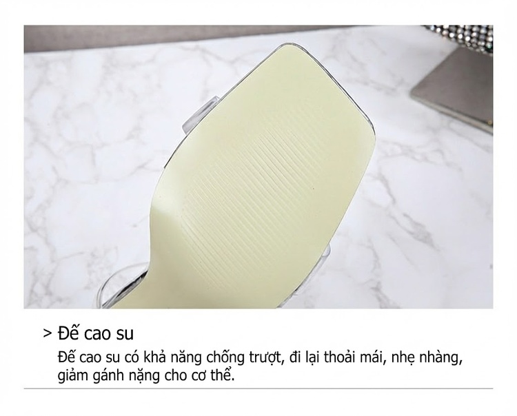 Giày Sandal Cao Gót Nữ Quai Trong Suốt Gót Ly Rượu Gót Cao 7cm - 8cm Màu Đen, Trắng, Bạc chi tiết 9