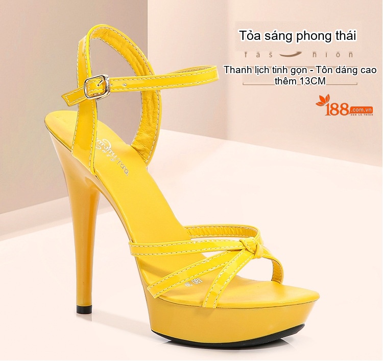 Giày Sandal Cao Gót Nữ Quai Mảnh Gót Nhọn Da Bóng Gót Cao 12cm Màu Đen, Đỏ, Vàng, Bạc... chi tiết 1