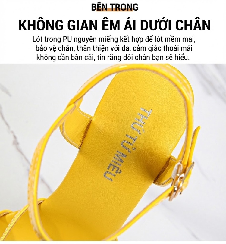 Giày Sandal Cao Gót Nữ Quai Mảnh Gót Nhọn Da Bóng Gót Cao 12cm Màu Đen, Đỏ, Vàng, Bạc... chi tiết 20