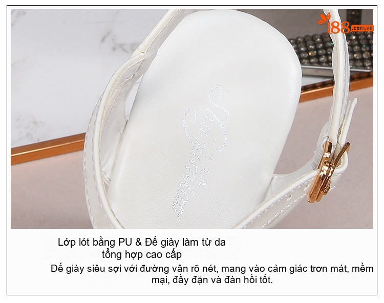 Giày Sandal Cao Gót Nữ Quai Mảnh Đế Xuồng Da Bóng Gót Cao 11cm Màu Đen, Đỏ, Bạc, Trắng... chi tiết 4