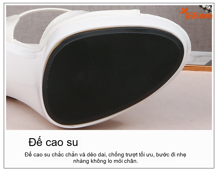 Giày Sandal Cao Gót Nữ Quai Mảnh Đế Xuồng Da Bóng Gót Cao 11cm Màu Đen, Đỏ, Bạc, Trắng... chi tiết 6