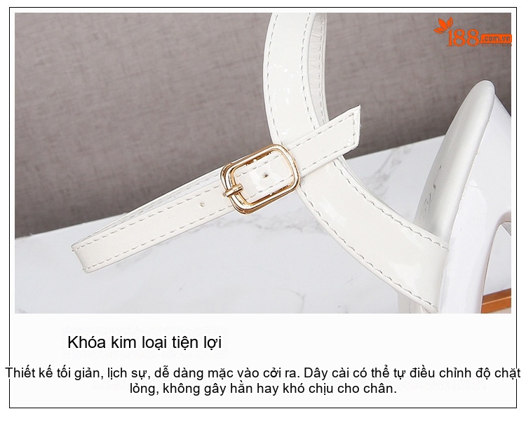 Giày Sandal Cao Gót Nữ Quai Mảnh Đế Xuồng Da Bóng Gót Cao 11cm Màu Đen, Đỏ, Bạc, Trắng... chi tiết 7