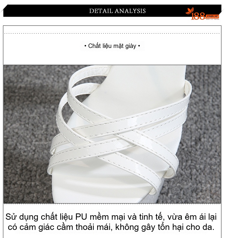 Giày Sandal Cao Gót Nữ Quai Chéo Da Bóng Gót Cao 10cm - 12cm Màu Đen, Đỏ, Trắng, Hồng... chi tiết 5
