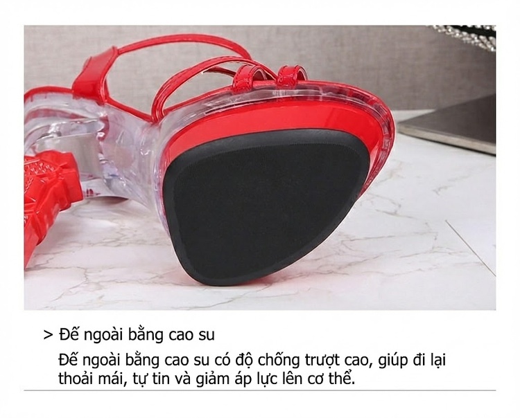 Giày Sandal Cao Gót Nữ Quai Chéo Đế Xuồng Gót Súng Đính Đá Gót Cao 10cm - 12cm Màu Đen, Đỏ, Hồng, Vàng... chi tiết 9