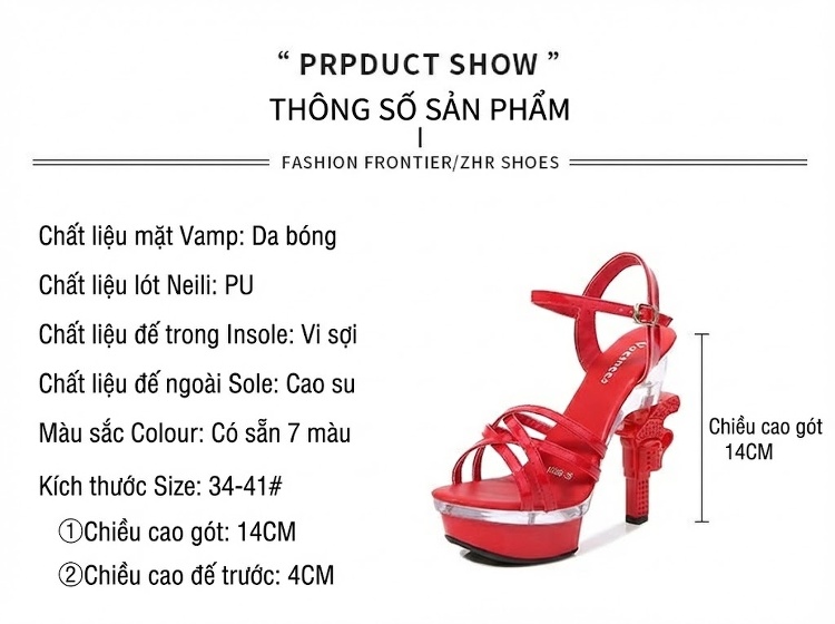 Giày Sandal Cao Gót Nữ Quai Chéo Đế Xuồng Gót Súng Đính Đá Gót Cao 10cm - 12cm Màu Đen, Đỏ, Hồng, Vàng... chi tiết 2