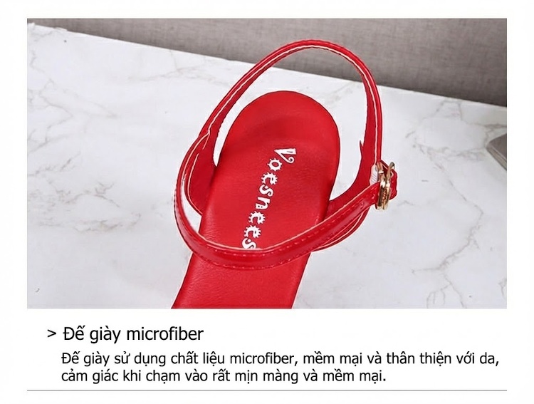 Giày Sandal Cao Gót Nữ Quai Chéo Đế Xuồng Gót Súng Đính Đá Gót Cao 10cm - 12cm Màu Đen, Đỏ, Hồng, Vàng... chi tiết 7
