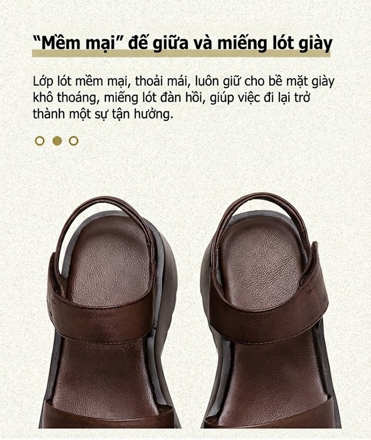 Dép Sandal Nữ Quai Ngang Đế Vuông Da Bóng Đế Cao 5cm - 6cm Màu Đen, Nâu chi tiết 6