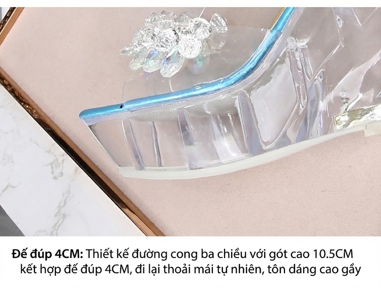 Giày Sandal Cao Gót Nữ Quai Trong Suốt Đính Đá Gót Cao 10cm Màu Xanh, Hồng, Trắng... chi tiết 6
