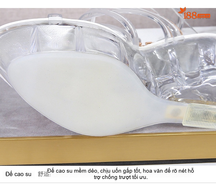 Giày Sandal Cao Gót Nữ Quai Trong Suốt Gót Xuồng Gót Cao 10cm Màu Đen, Đỏ, Vàng, Trắng... chi tiết 7