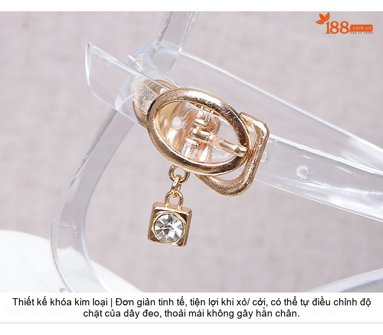 Giày Sandal Cao Gót Nữ Quai Trong Suốt Gót Xuồng Gót Cao 10cm Màu Đen, Đỏ, Vàng, Trắng... chi tiết 8