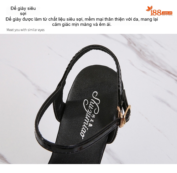 Giày Sandal Cao Gót Nữ Quai Trong Suốt Đế Xuồng Gót Trụ Lớn Chống Thấm Nước Gót Cao 17cm Màu Đen, Bạc, Hồng, Trắng... chi tiết 6