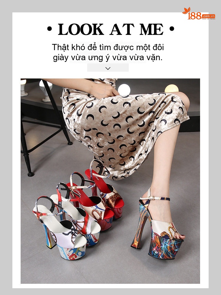Giày Sandal Cao Gót Nữ Hở Ngón Quai Hậu Đính Đá Gót Cao 10cm - 12cm Nhiều Màu chi tiết 1