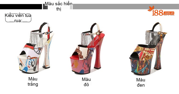 Giày Sandal Cao Gót Nữ Hở Ngón Quai Hậu Đính Đá Gót Cao 10cm - 12cm Nhiều Màu chi tiết 2