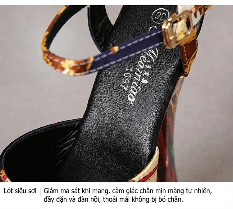 Giày Sandal Cao Gót Nữ Hở Ngón Quai Hậu Đính Đá Gót Cao 10cm - 12cm Nhiều Màu chi tiết 5