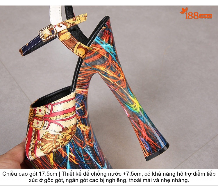 Giày Sandal Cao Gót Nữ Hở Ngón Quai Hậu Đính Đá Gót Cao 10cm - 12cm Nhiều Màu chi tiết 6