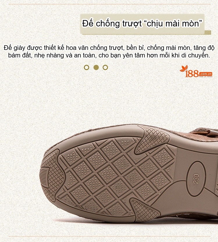 Dép Sandal Nữ Mũi Tròn Quai Dán Vải Lưới Thoáng Khí Đế Cao 3cm - 4cm Màu Nâu, Be chi tiết 5