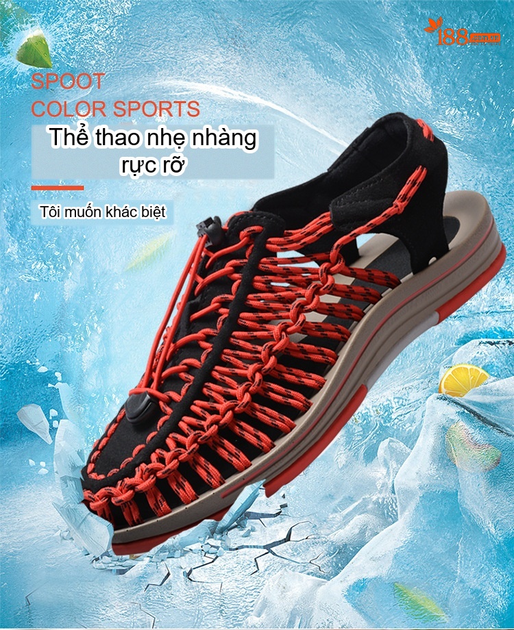 Sandal Rọ Nam Quai Dệt Bện Thoáng Khí Chống Trượt Chiều Cao Đế Khoảng 3cm Màu Đen, Xám, Đỏ, Xanh Navy... chi tiết 2