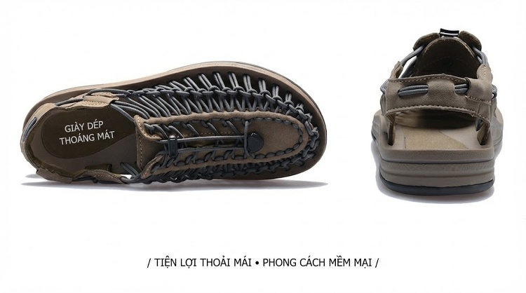 Sandal Rọ Nam Quai Dệt Bện Thoáng Khí Chống Trượt Chiều Cao Đế Khoảng 3cm Màu Đen, Xám, Đỏ, Xanh Navy... chi tiết 39