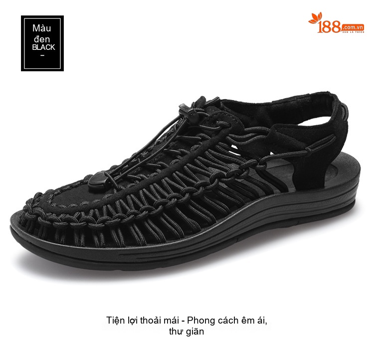 Sandal Rọ Nam Quai Dệt Bện Thoáng Khí Chống Trượt Chiều Cao Đế Khoảng 3cm Màu Đen, Xám, Đỏ, Xanh Navy... chi tiết 41