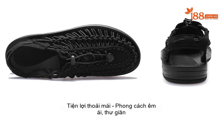 Sandal Rọ Nam Quai Dệt Bện Thoáng Khí Chống Trượt Chiều Cao Đế Khoảng 3cm Màu Đen, Xám, Đỏ, Xanh Navy... chi tiết 42