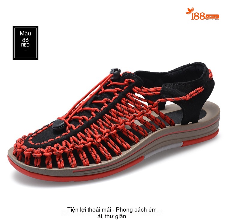 Sandal Rọ Nam Quai Dệt Bện Thoáng Khí Chống Trượt Chiều Cao Đế Khoảng 3cm Màu Đen, Xám, Đỏ, Xanh Navy... chi tiết 44