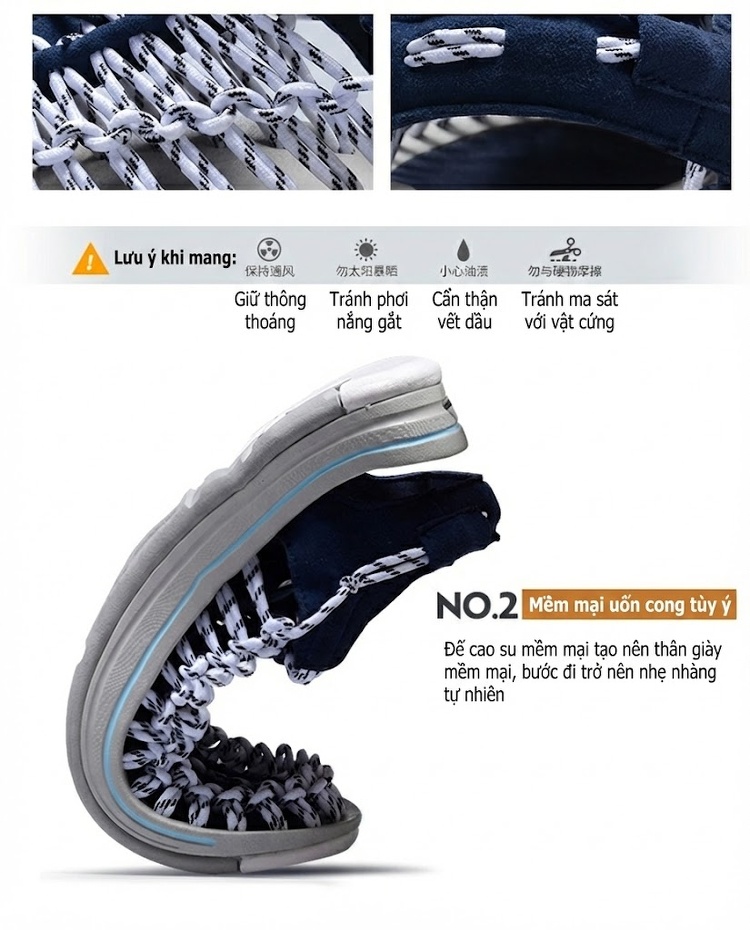 Sandal Rọ Nam Quai Dệt Bện Thoáng Khí Chống Trượt Chiều Cao Đế Khoảng 3cm Màu Đen, Xám, Đỏ, Xanh Navy... chi tiết 10