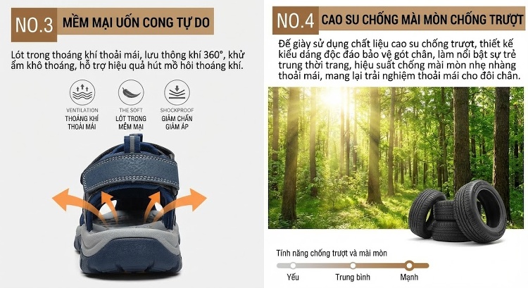 Sandal Rọ Nam Quai Dệt Bện Thoáng Khí Chống Trượt Chiều Cao Đế Khoảng 3cm Màu Đen, Xám, Đỏ, Xanh Navy... chi tiết 11