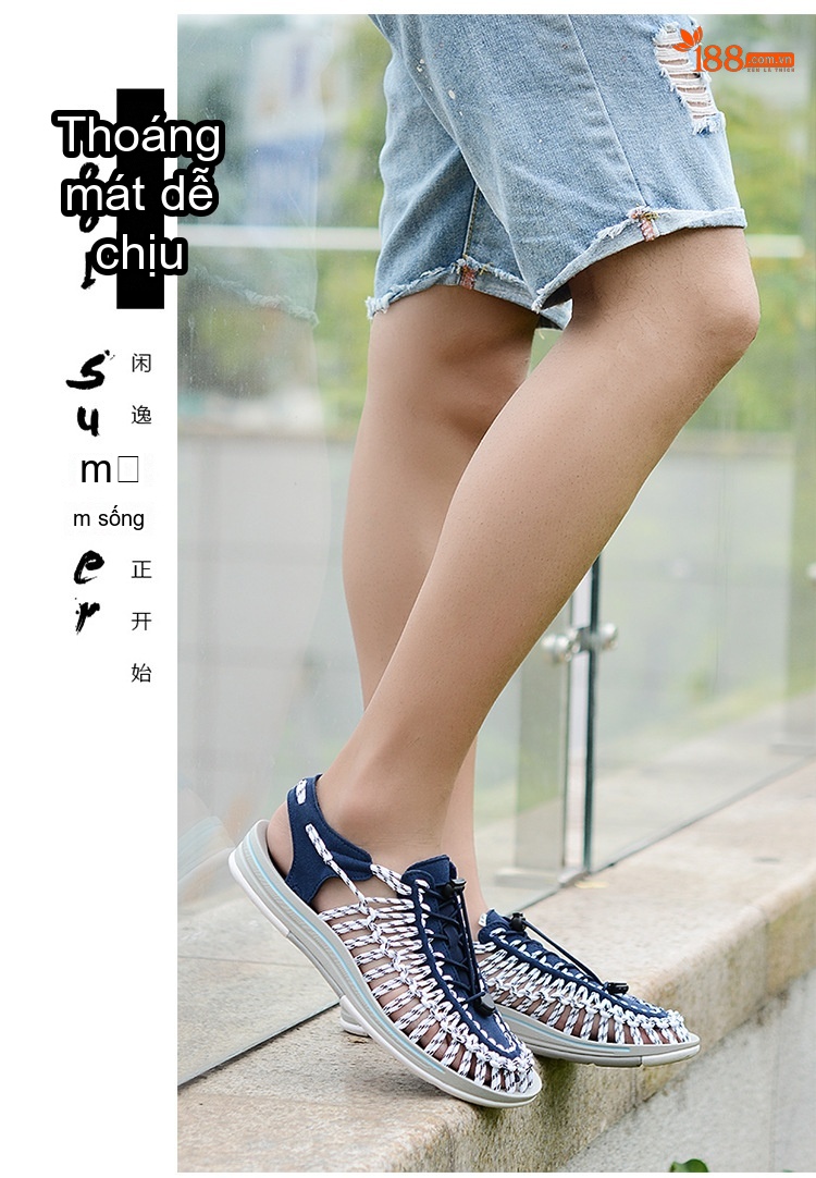 Sandal Rọ Nam Quai Dệt Bện Thoáng Khí Chống Trượt Chiều Cao Đế Khoảng 3cm Màu Đen, Xám, Đỏ, Xanh Navy... chi tiết 13