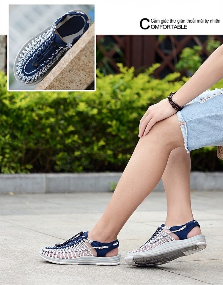 Sandal Rọ Nam Quai Dệt Bện Thoáng Khí Chống Trượt Chiều Cao Đế Khoảng 3cm Màu Đen, Xám, Đỏ, Xanh Navy... chi tiết 16