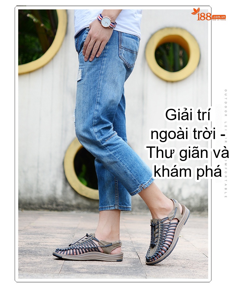 Sandal Rọ Nam Quai Dệt Bện Thoáng Khí Chống Trượt Chiều Cao Đế Khoảng 3cm Màu Đen, Xám, Đỏ, Xanh Navy... chi tiết 19