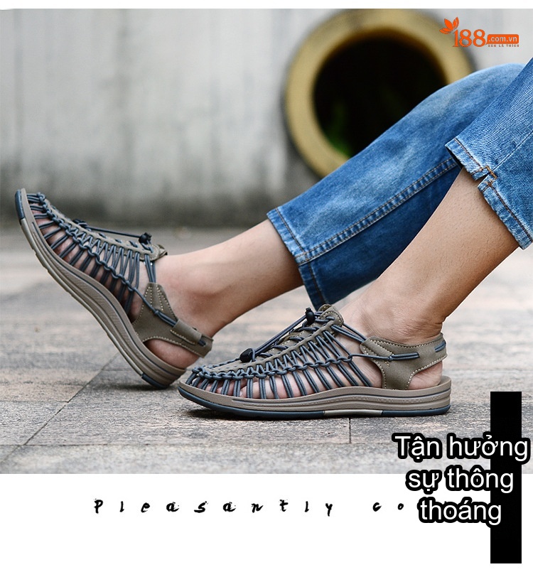 Sandal Rọ Nam Quai Dệt Bện Thoáng Khí Chống Trượt Chiều Cao Đế Khoảng 3cm Màu Đen, Xám, Đỏ, Xanh Navy... chi tiết 20