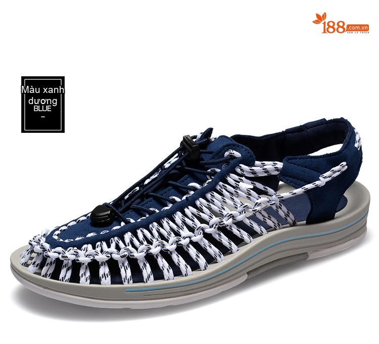 Sandal Rọ Nam Quai Dệt Bện Thoáng Khí Chống Trượt Chiều Cao Đế Khoảng 3cm Màu Đen, Xám, Đỏ, Xanh Navy... chi tiết 35