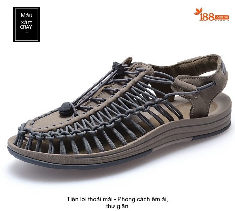 Sandal Rọ Nam Quai Dệt Bện Thoáng Khí Chống Trượt Chiều Cao Đế Khoảng 3cm Màu Đen, Xám, Đỏ, Xanh Navy... chi tiết 38
