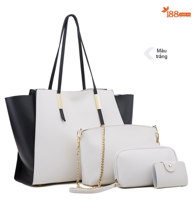 Set 4 Túi Xách Tay Đeo Vai Da Mờ Thời Trang Màu Xanh, Trắng, Đen, Nâu chi tiết 22