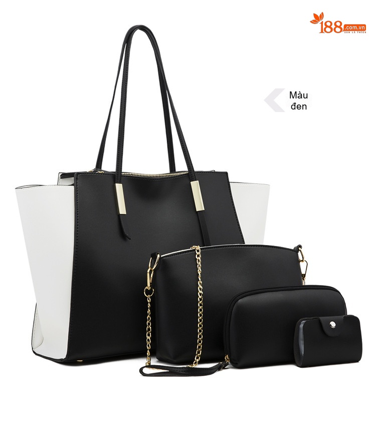 Set 4 Túi Xách Tay Đeo Vai Da Mờ Thời Trang Màu Xanh, Trắng, Đen, Nâu chi tiết 23