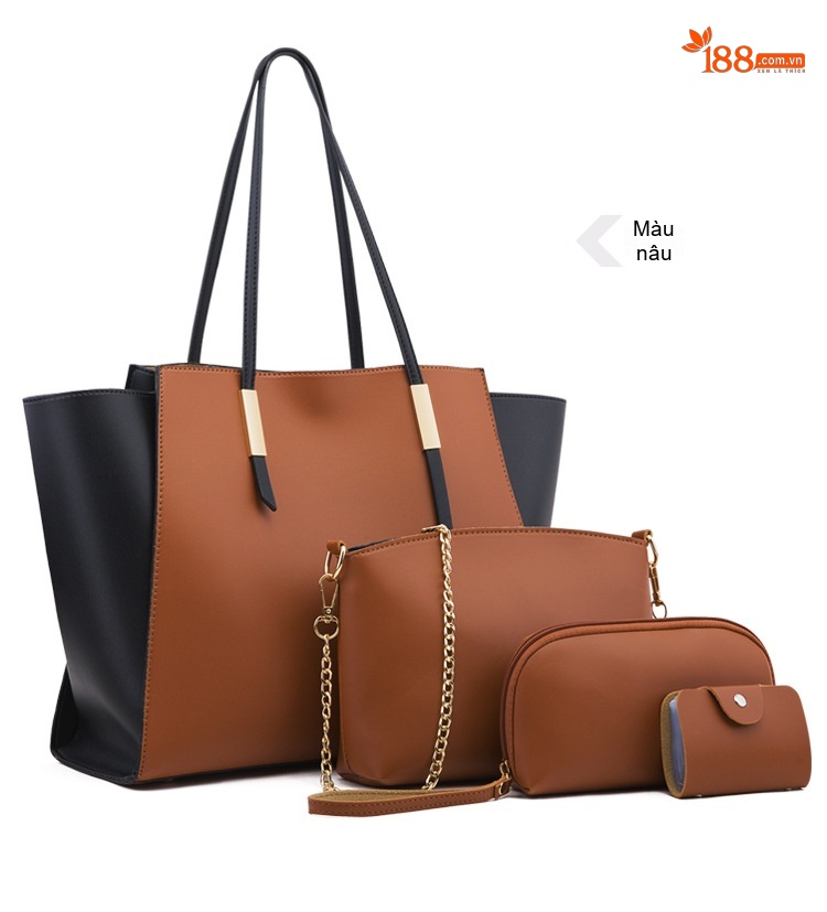 Set 4 Túi Xách Tay Đeo Vai Da Mờ Thời Trang Màu Xanh, Trắng, Đen, Nâu chi tiết 24