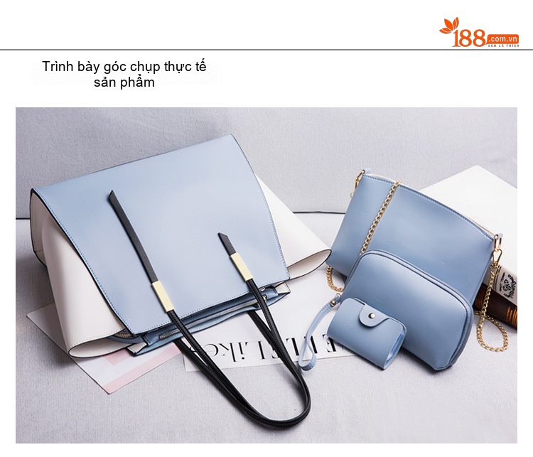 Set 4 Túi Xách Tay Đeo Vai Da Mờ Thời Trang Màu Xanh, Trắng, Đen, Nâu chi tiết 28