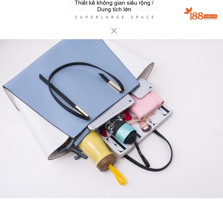 Set 4 Túi Xách Tay Đeo Vai Da Mờ Thời Trang Màu Xanh, Trắng, Đen, Nâu chi tiết 18