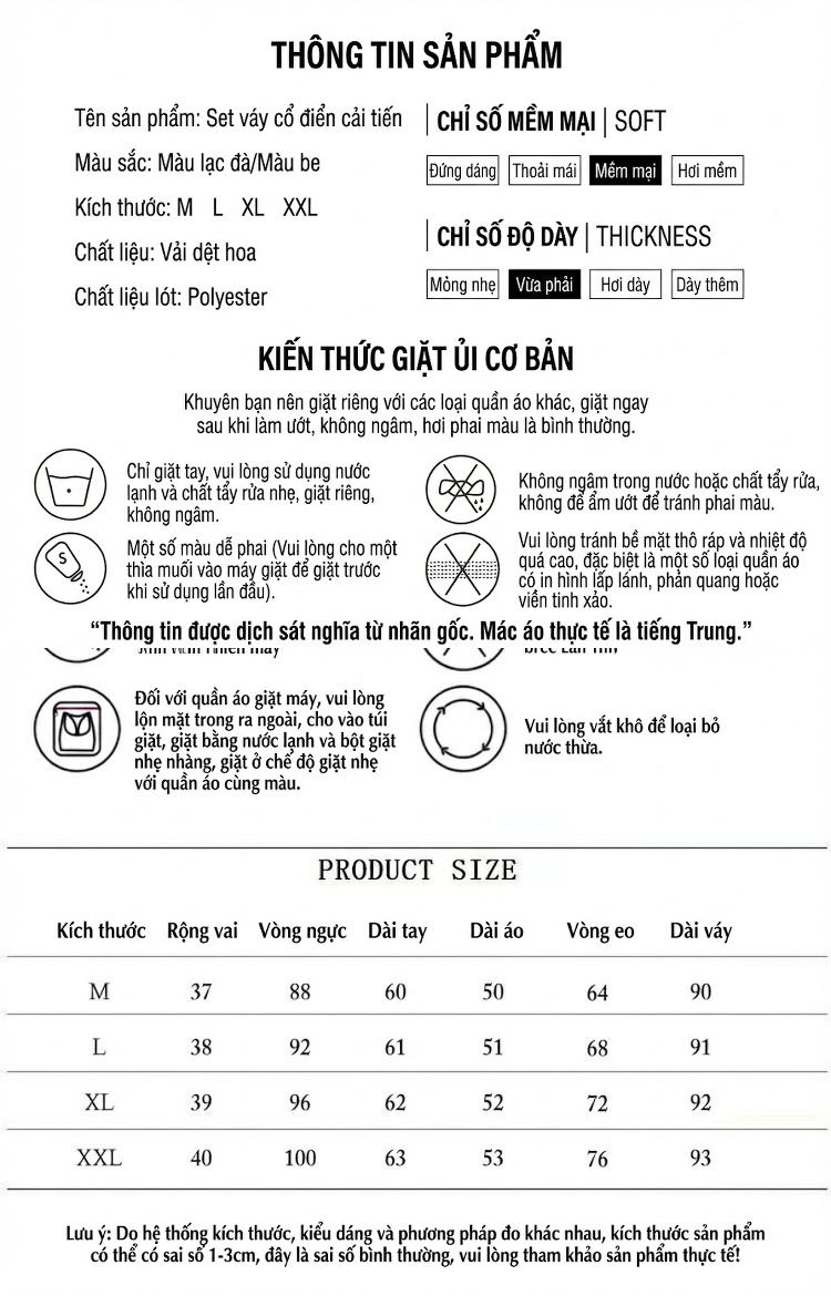 Set Áo Croptop Tay Dài và Chân Váy Midi Thêu Hoa Phong Cách Trung Hoa Màu Kem, Nâu chi tiết 3